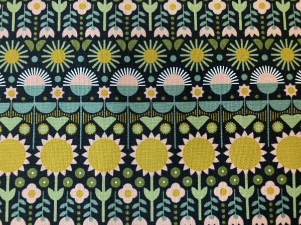 画像2: moda　48383-21　IMAGINARY　FLOWERS　ボーダーフラワー　ブラック (2)