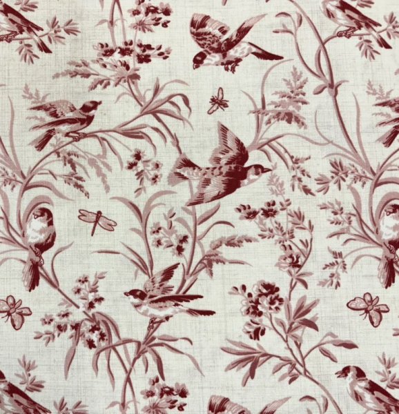 画像2: moda　13950-11　Antoinette by French General　鳥と木　ナチュラル＆レッド (2)